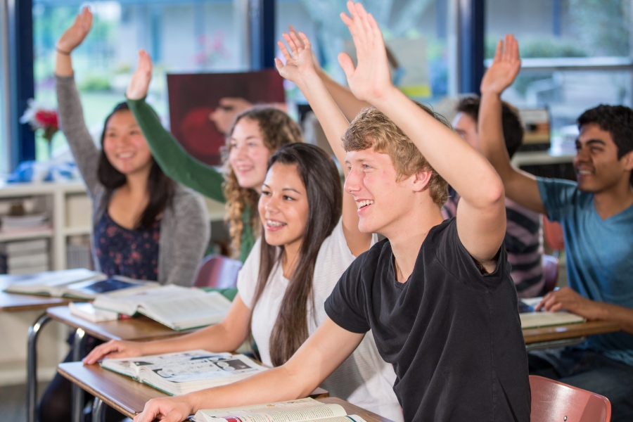 high school students in classroom