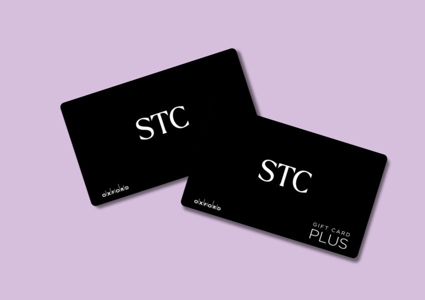 lavendar background with black gift card